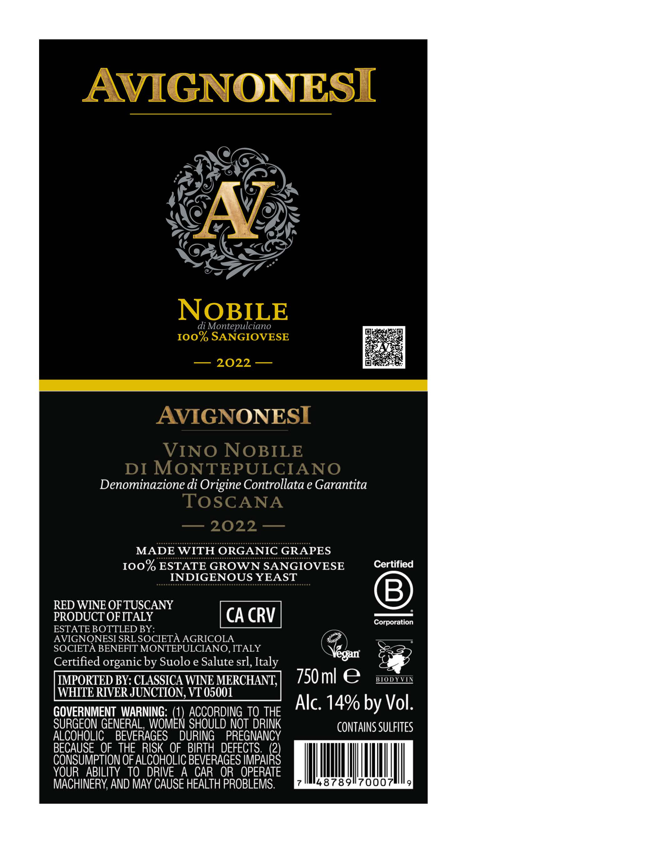 TABC label artwork for Avignonesi Vino Nobile di Montepulciano DOCG