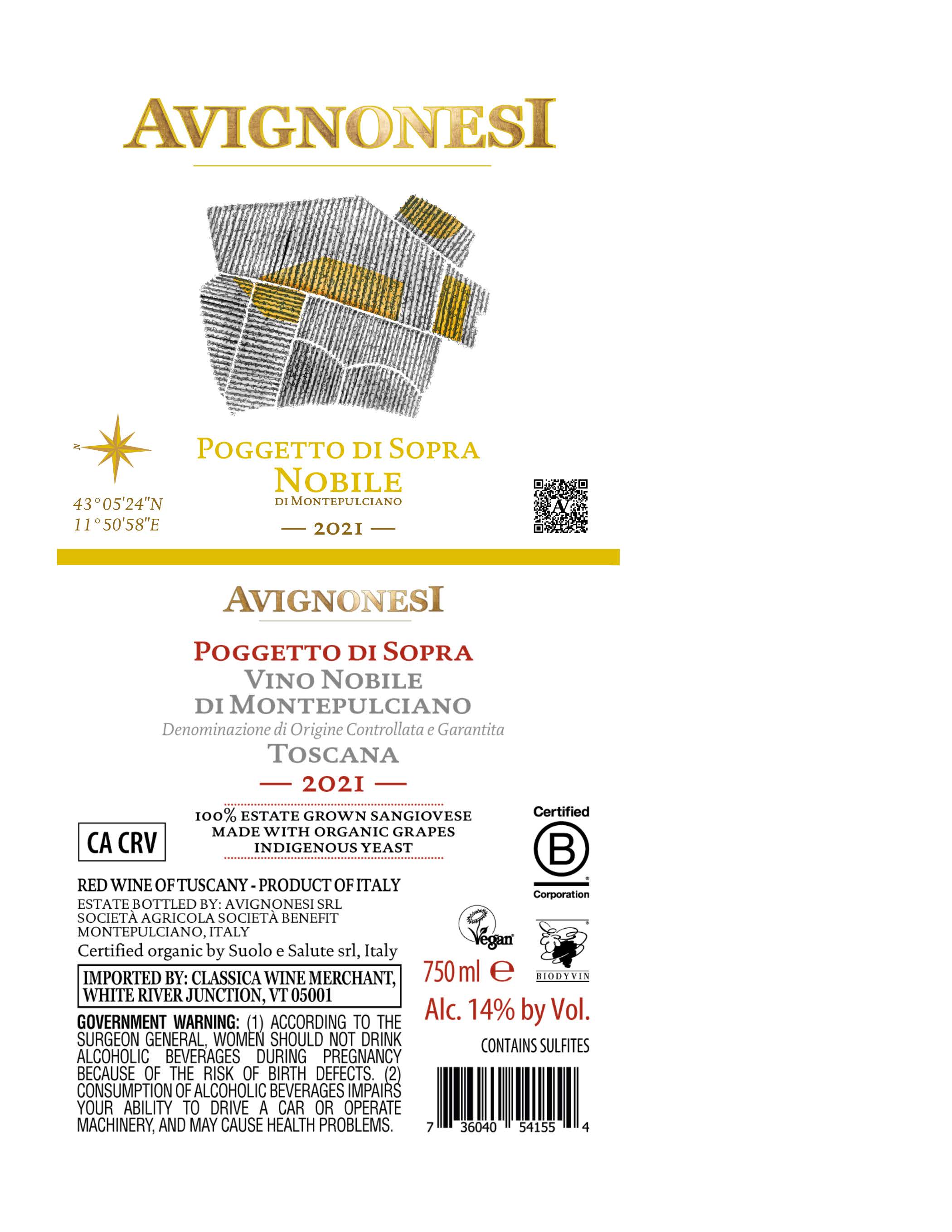 TABC label artwork for AVIGNONESI Poggetto di Sopra Vino Nobile