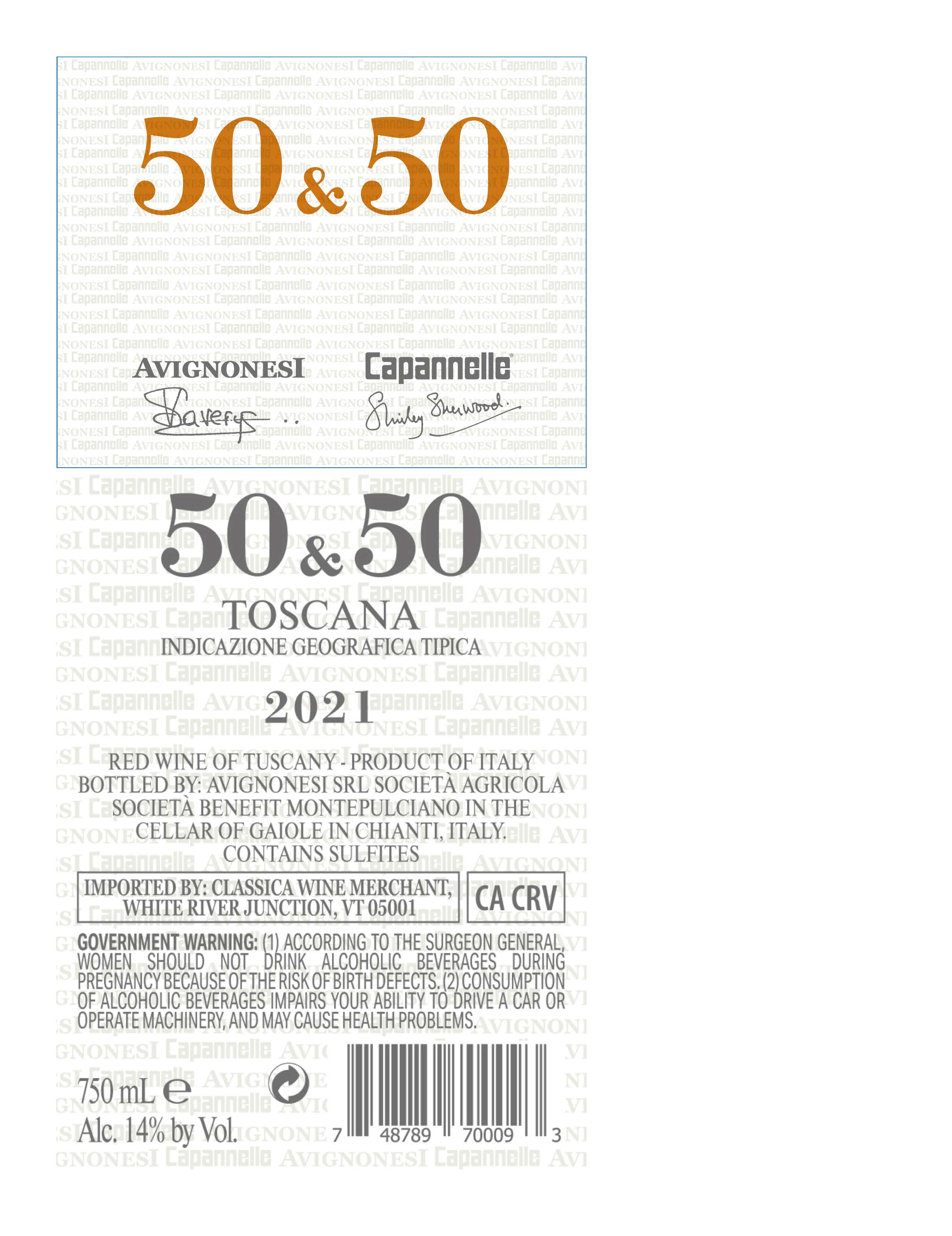 TABC label artwork for Avignonesi 50&50 Toscana IGT