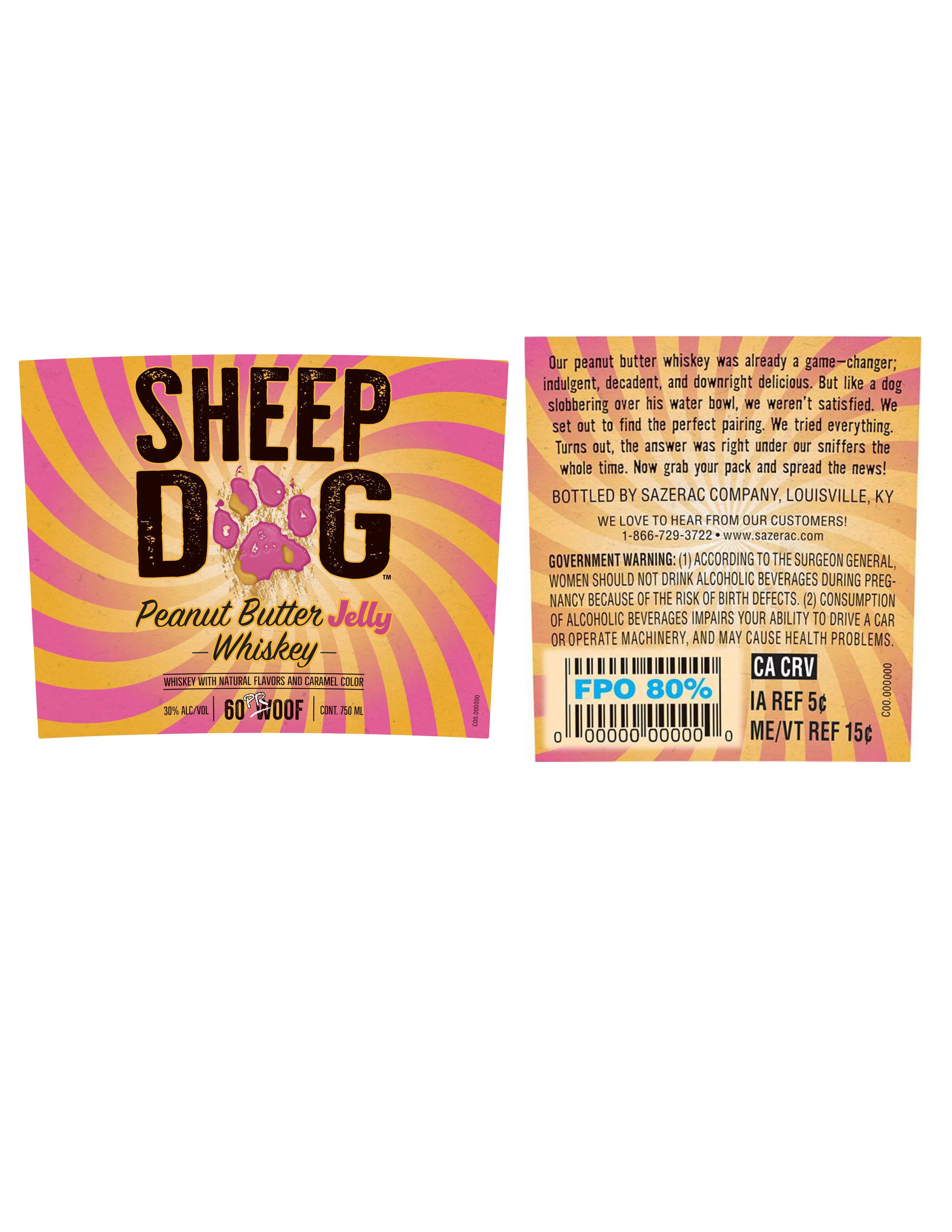 TABC label artwork for Sheep Dog Peanut Butter Jelly Whiskey