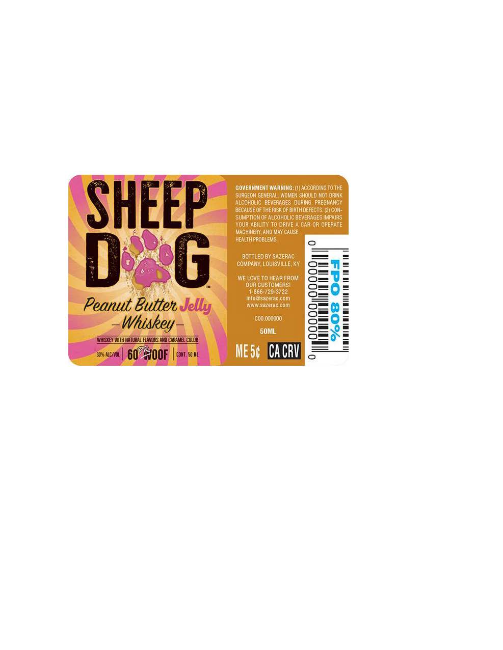 TABC label artwork for Sheep Dog Peanut Butter Jelly Whiskey