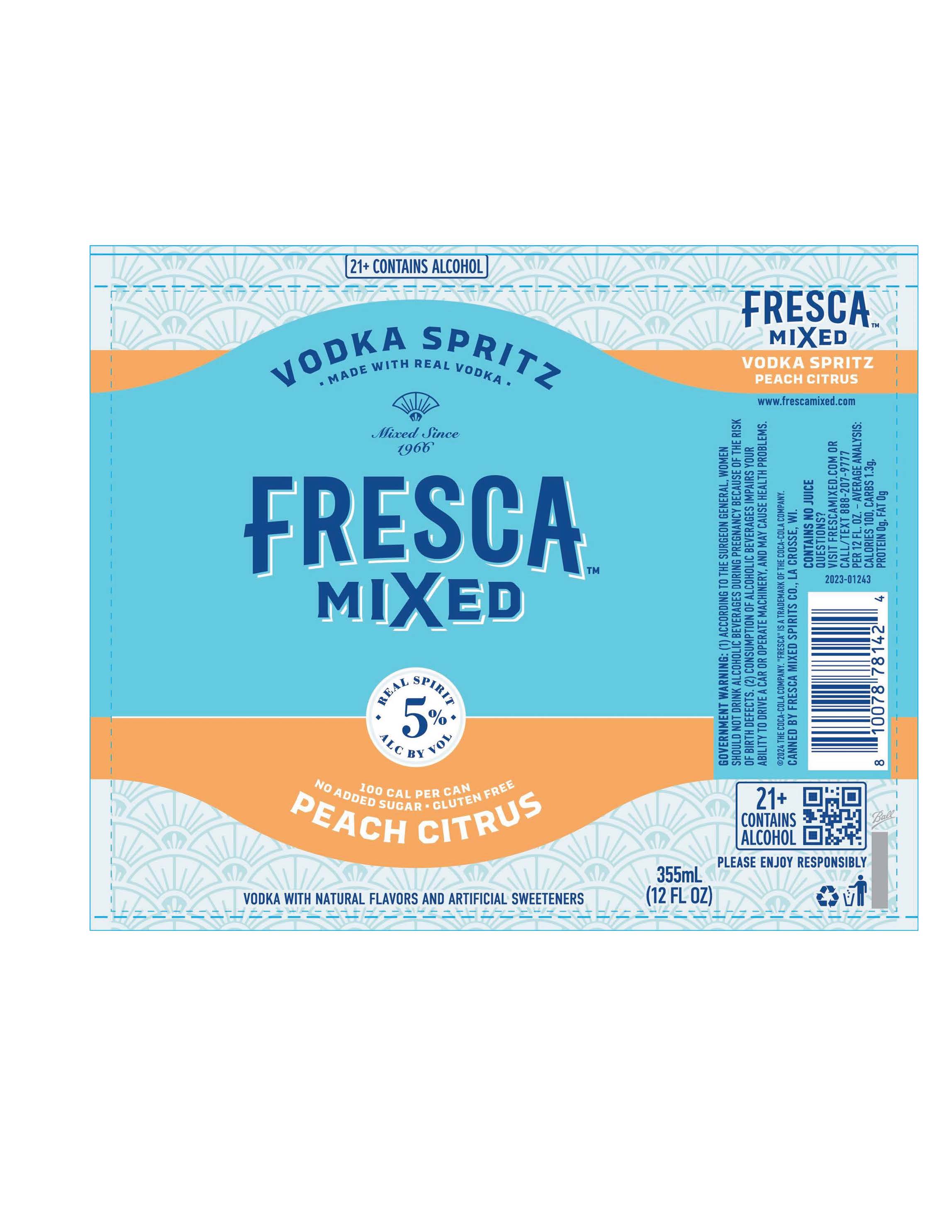TABC label artwork for FRESCA MIXED Peach Citrus Vodka Spritz