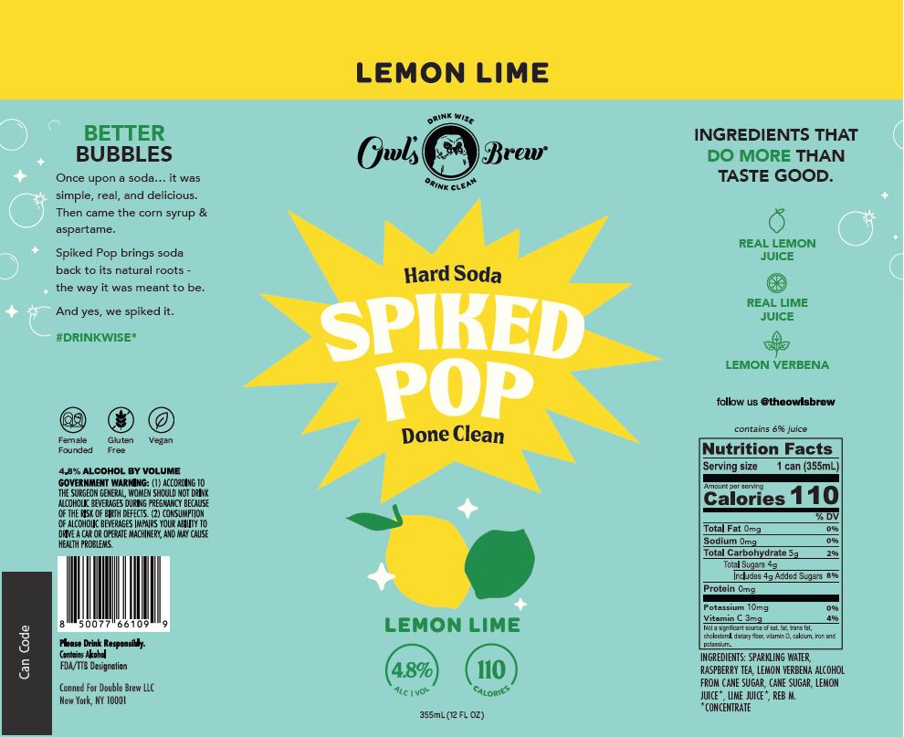 TABC label artwork for Owl's Brew Spiked Pop Lemon Lime