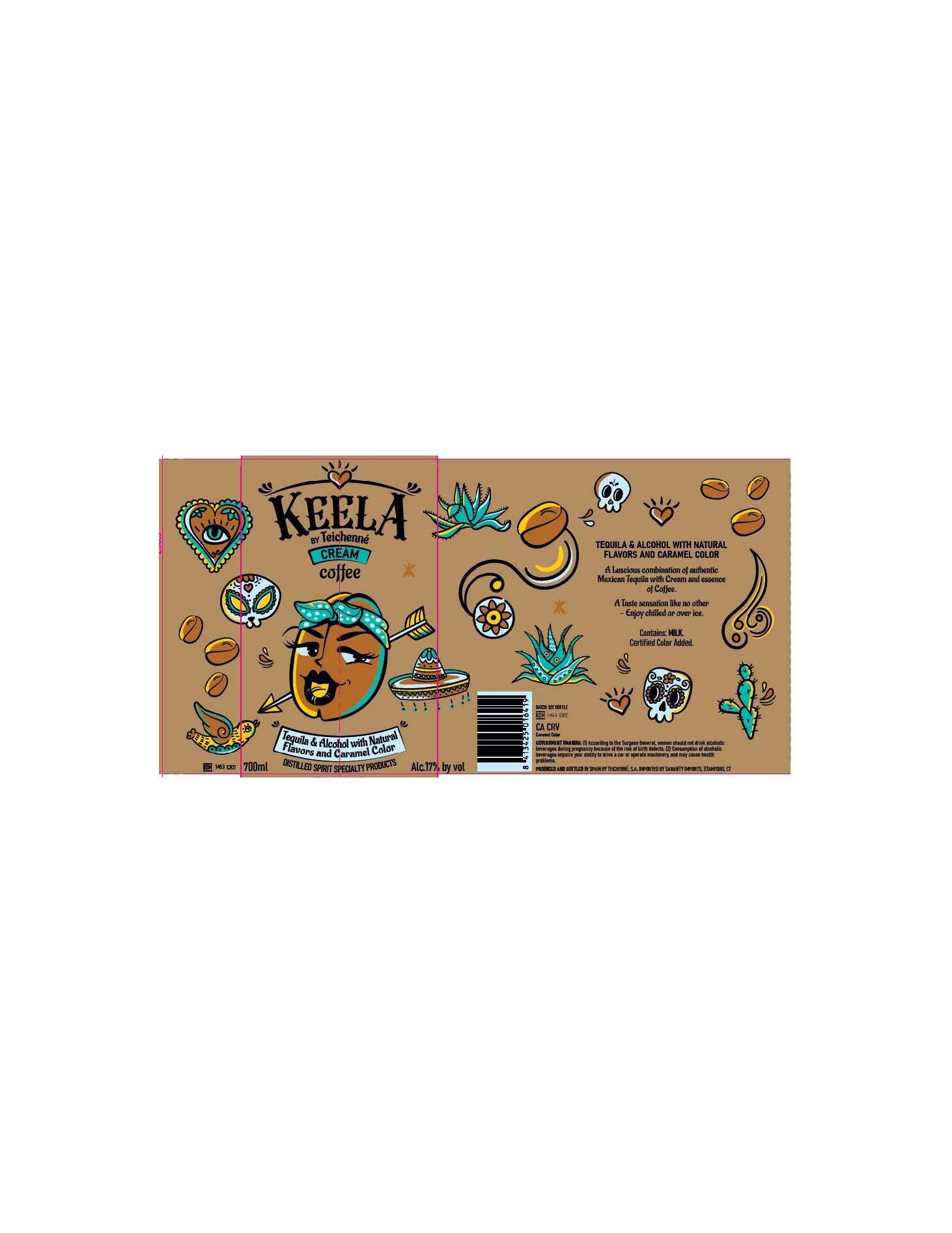 TABC label artwork for Keela Coffee Cream with Tequila