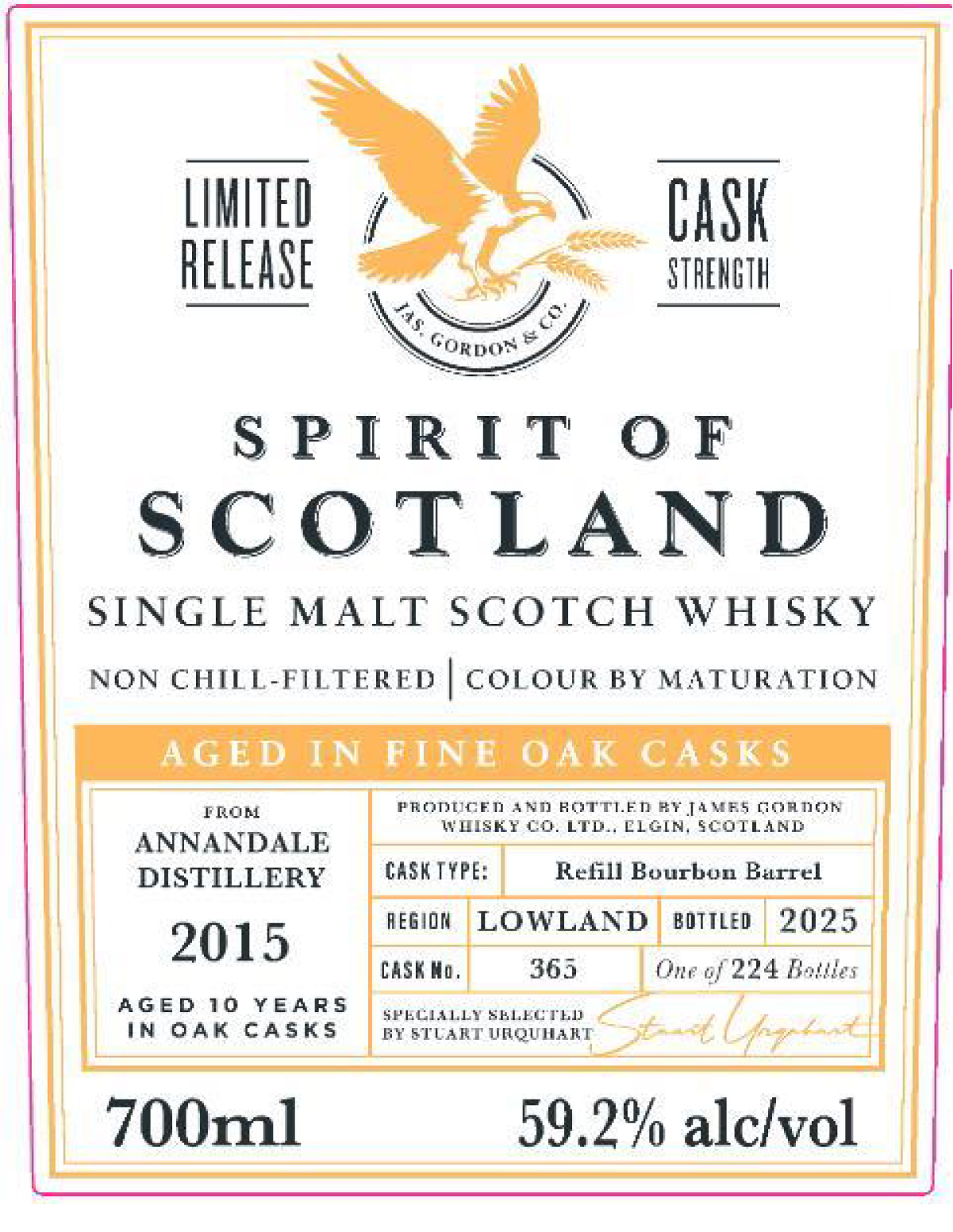 TABC label artwork for Spirit of Scotland Annandale 10 Yr