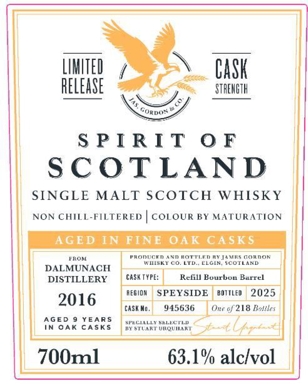 TABC label artwork for Spirit of Scotland Dalmunach 9 Yr