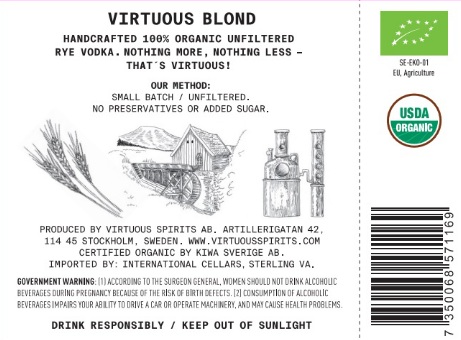 TABC label artwork for Virtuous Vodka Blond