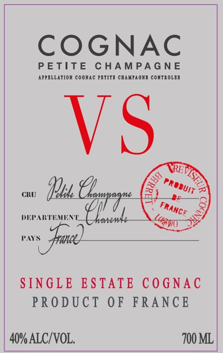 TABC label artwork for Reviseur Cognac Petite Champagne VS