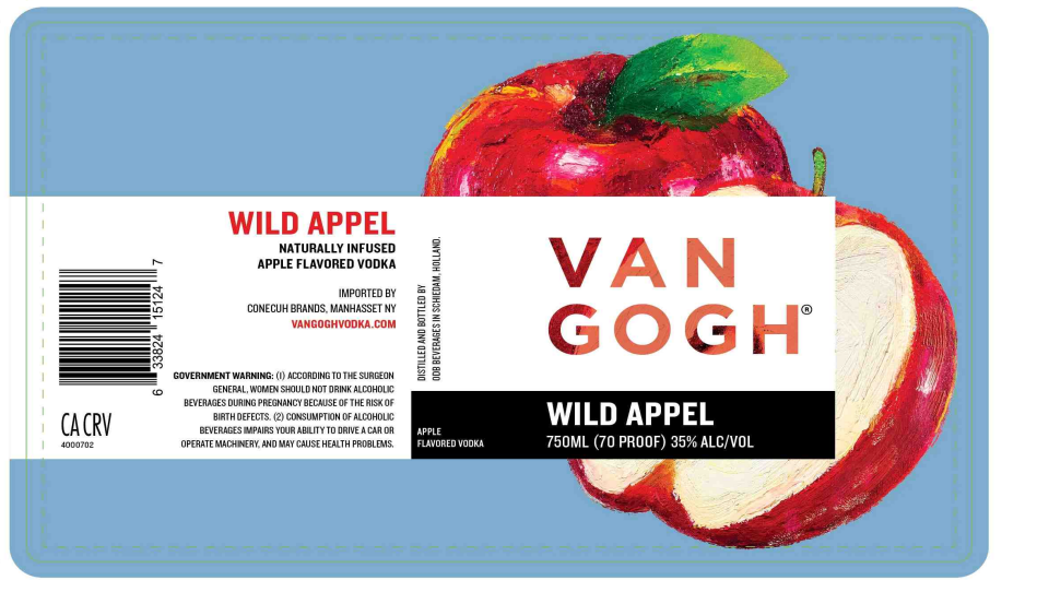 TABC label artwork for Van Gogh Wild Appel Vodka