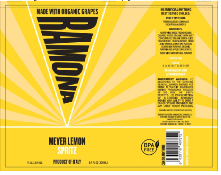 TABC label artwork for Ramona Meyer Lemon