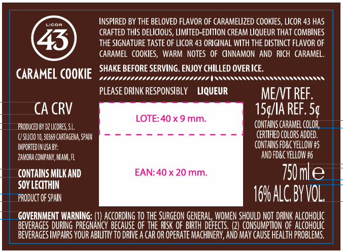TABC label artwork for Licor 43 Caramel Cookie