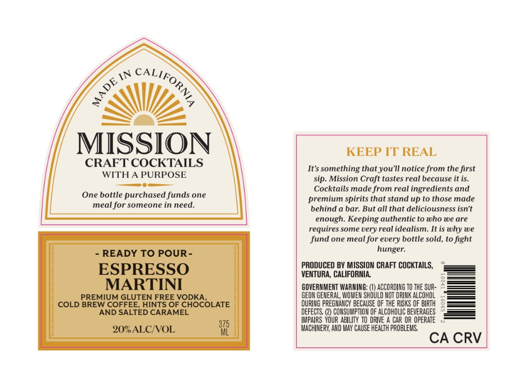 TABC label artwork for Mission Craft Cocktails Espresso Martini (P)