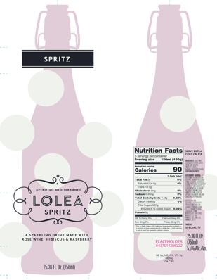 TABC label artwork for Lolea Spritz Rose Aperitivo Mediterraneo