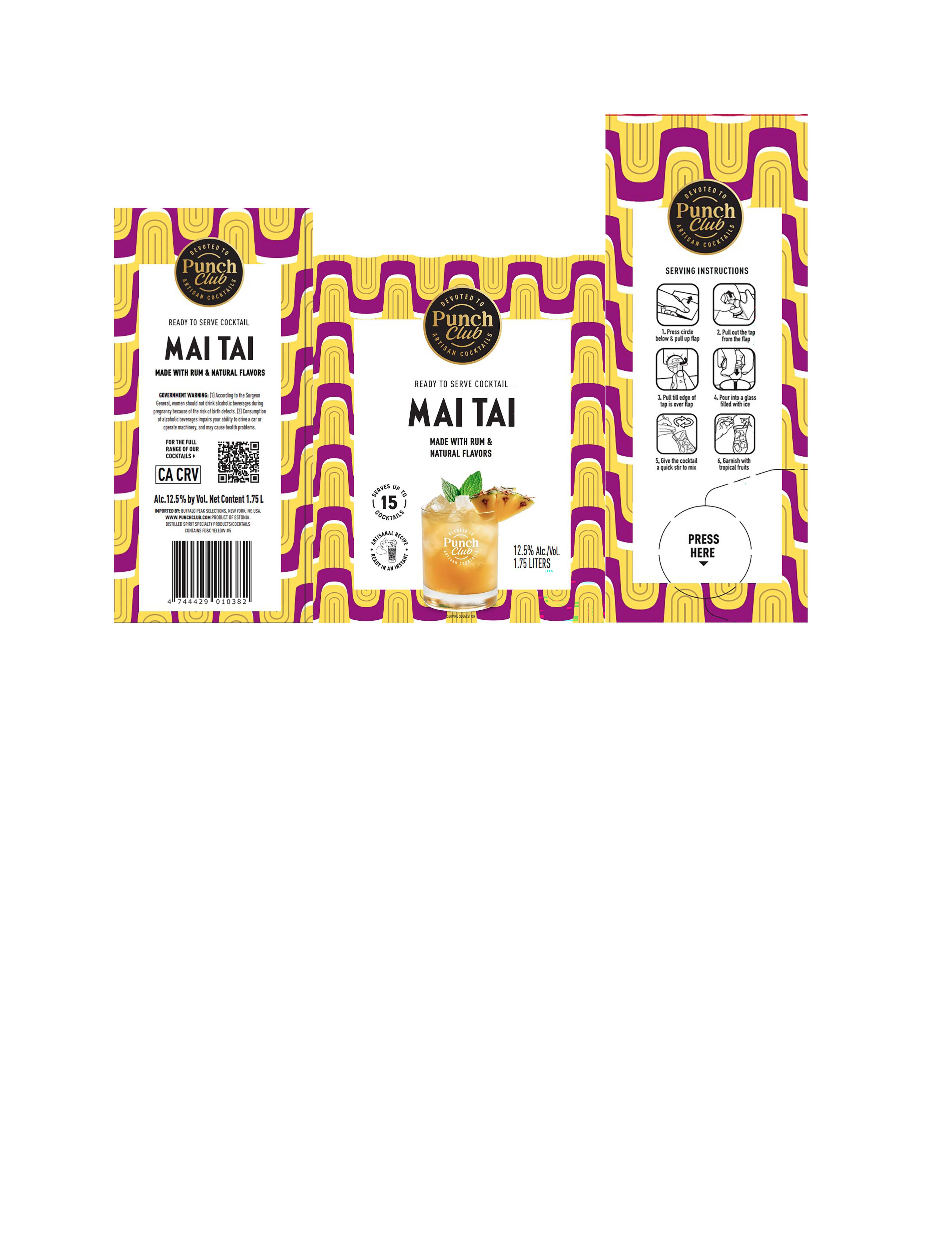 TABC label artwork for Punch Club Mai Tai