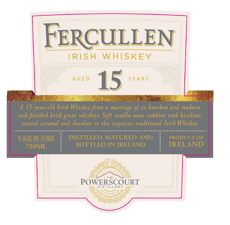 TABC label artwork for Fercullen Irish Whiskey Aged 15 Years