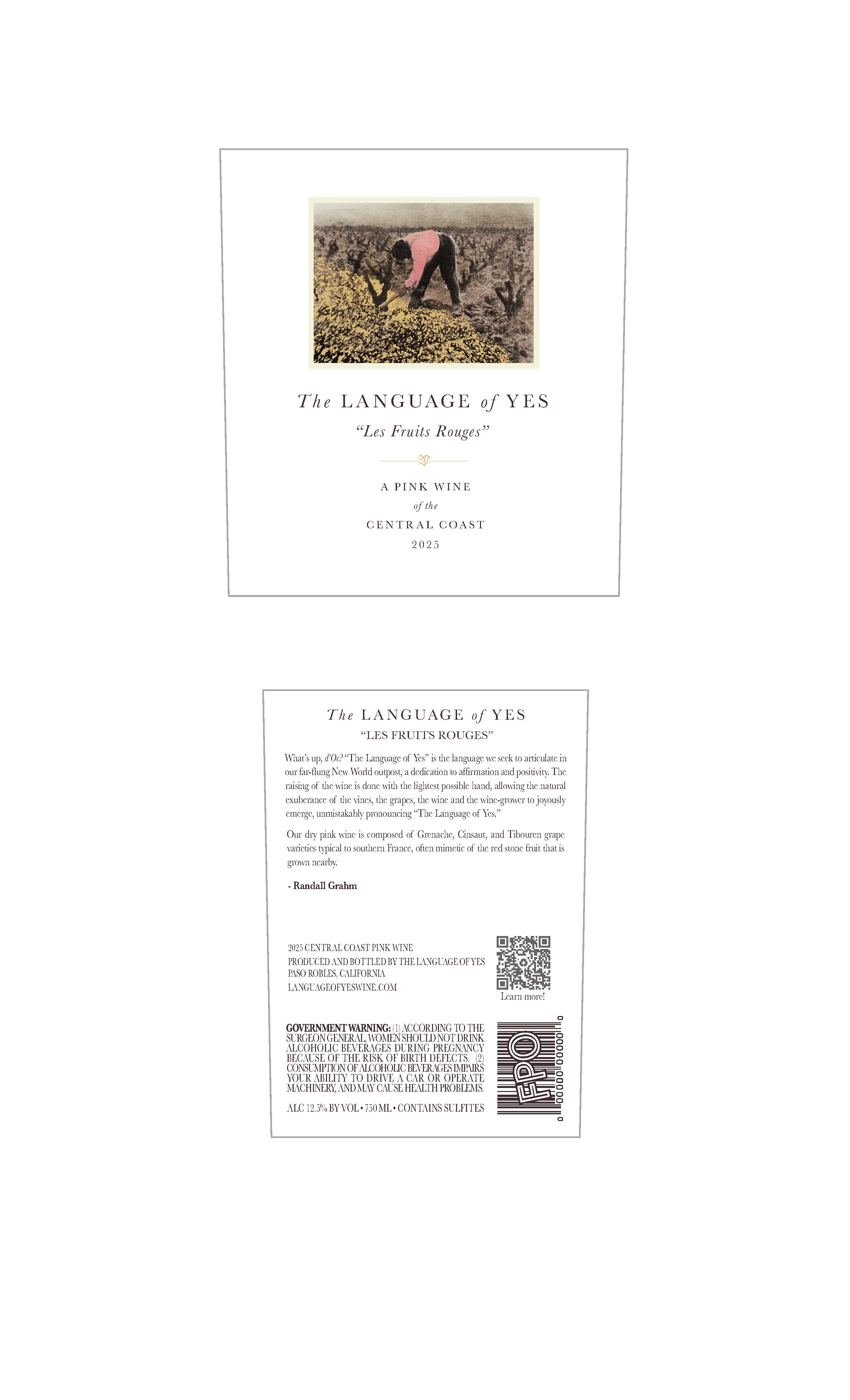 TABC label artwork for LANGUAGE OF YES LES FRUITS ROUGES