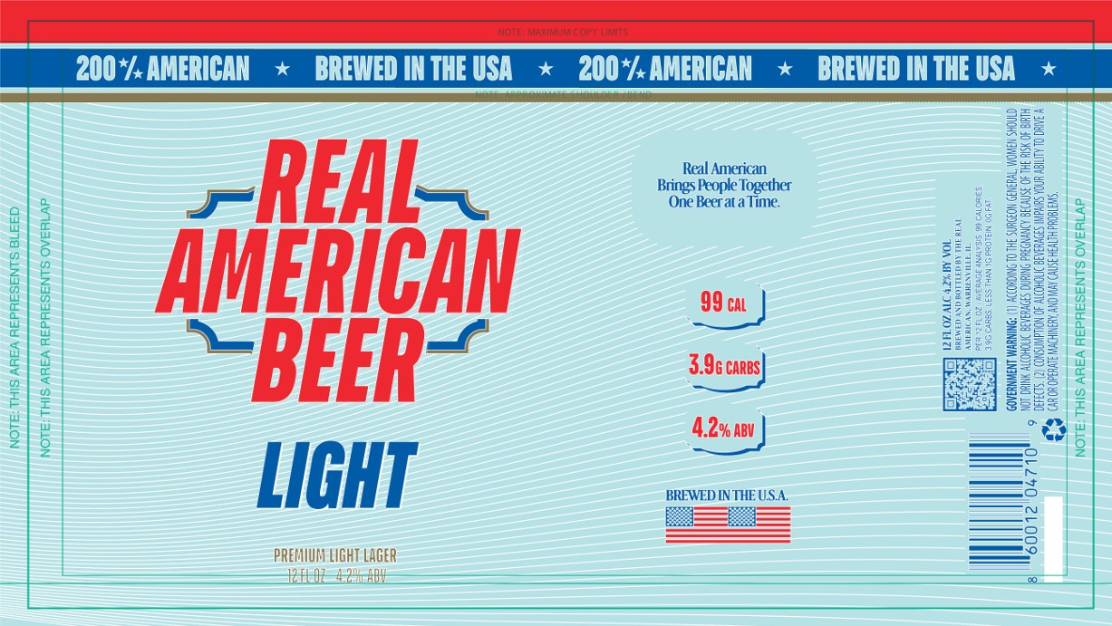 TABC label artwork for Real American Beer
