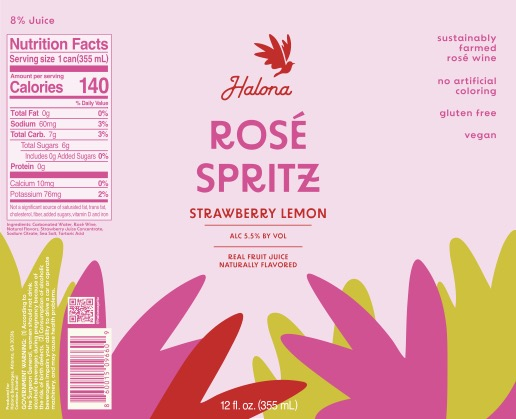 TABC label artwork for Halona Rosé Spritz – Strawberry Lemon