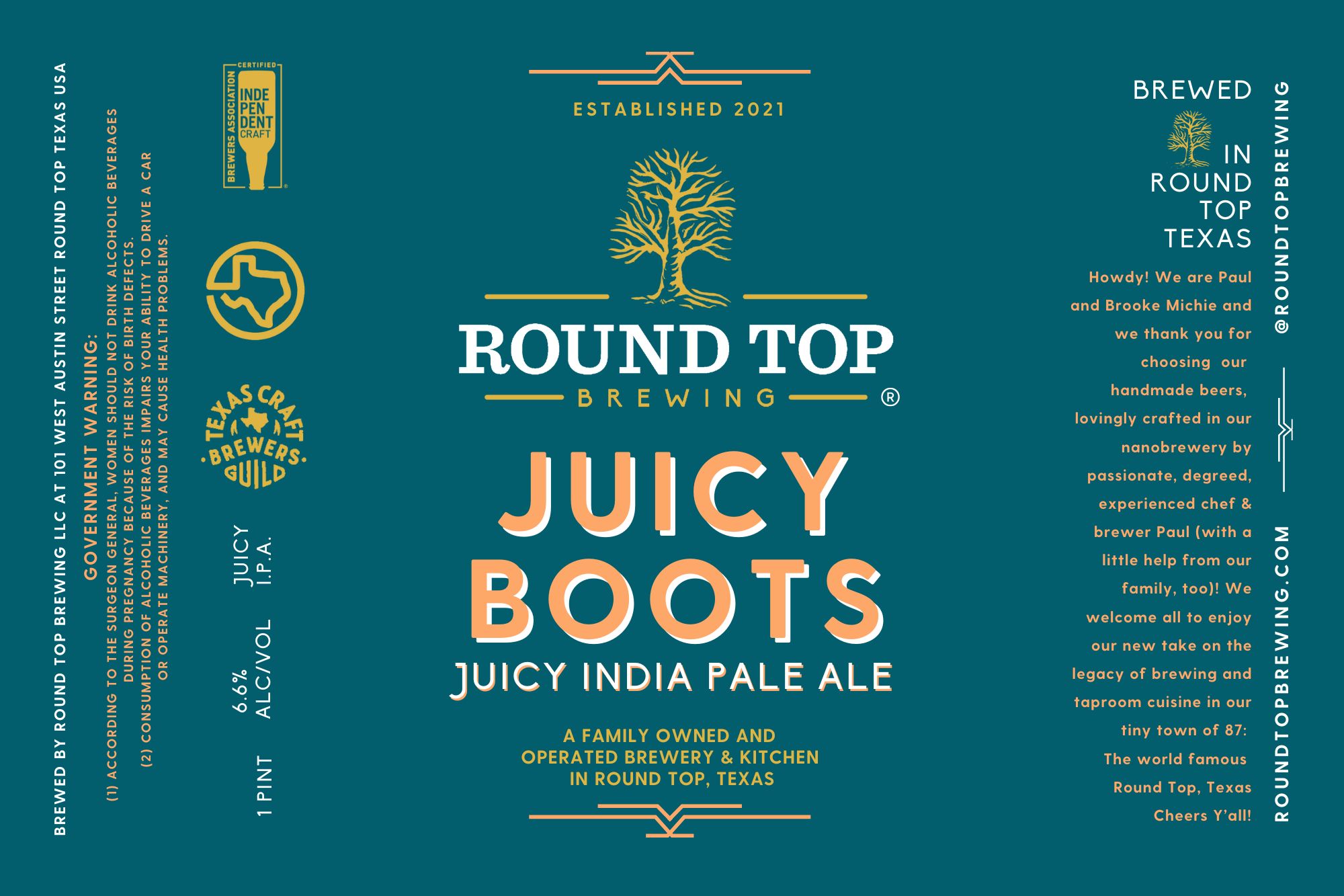 TABC label artwork for Juicy Boots India Pale Ale