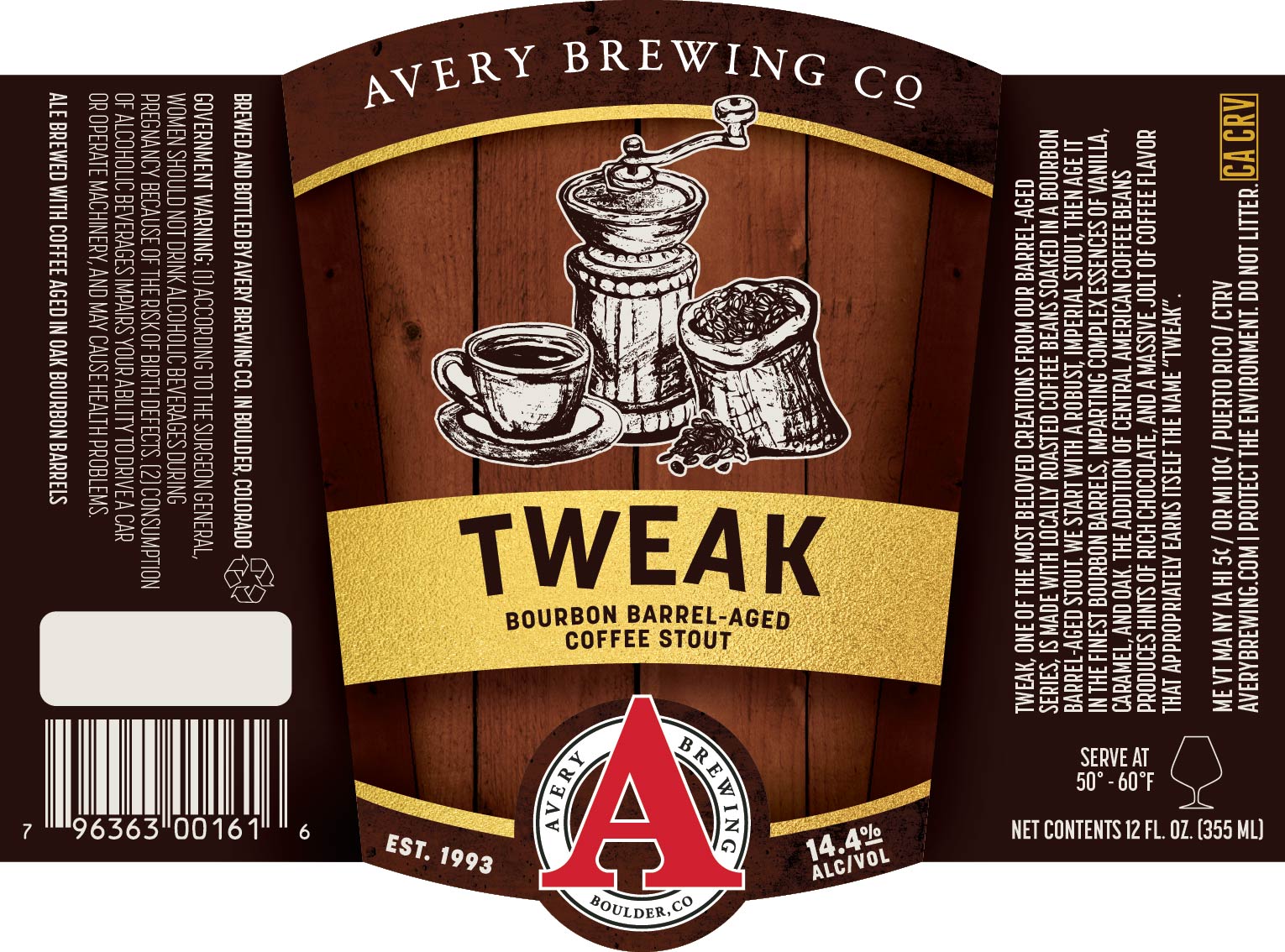 TABC label artwork for Avery Brewing Co. Tweak