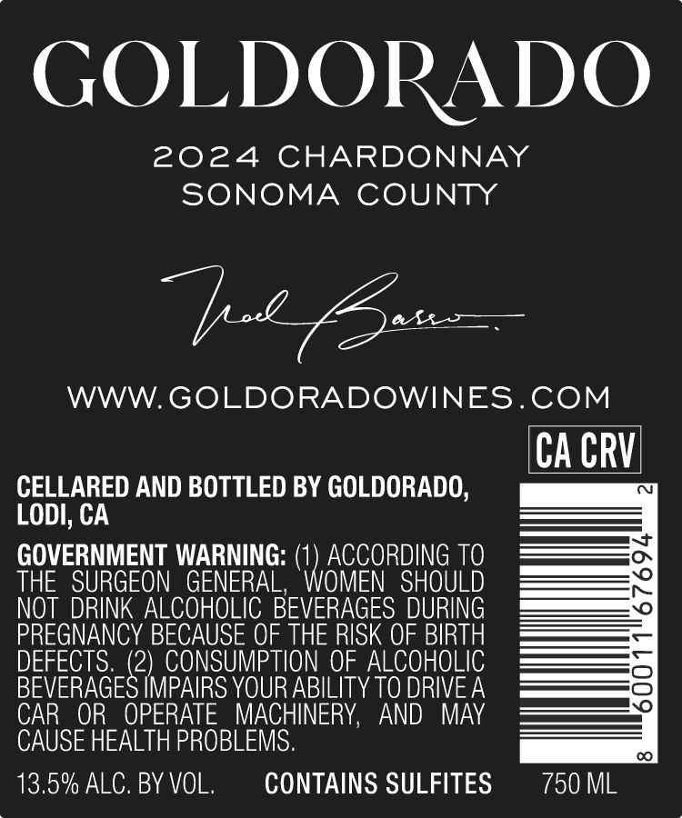 TABC label artwork for GOLDORADO CHARDONNAY SONOMA COUNTY