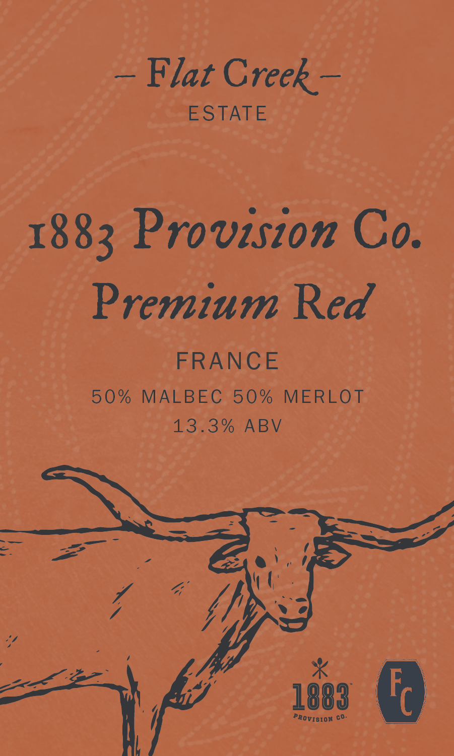 TABC label artwork for Flat Creek Estate 1883 Provision Co. Premium Red Blend