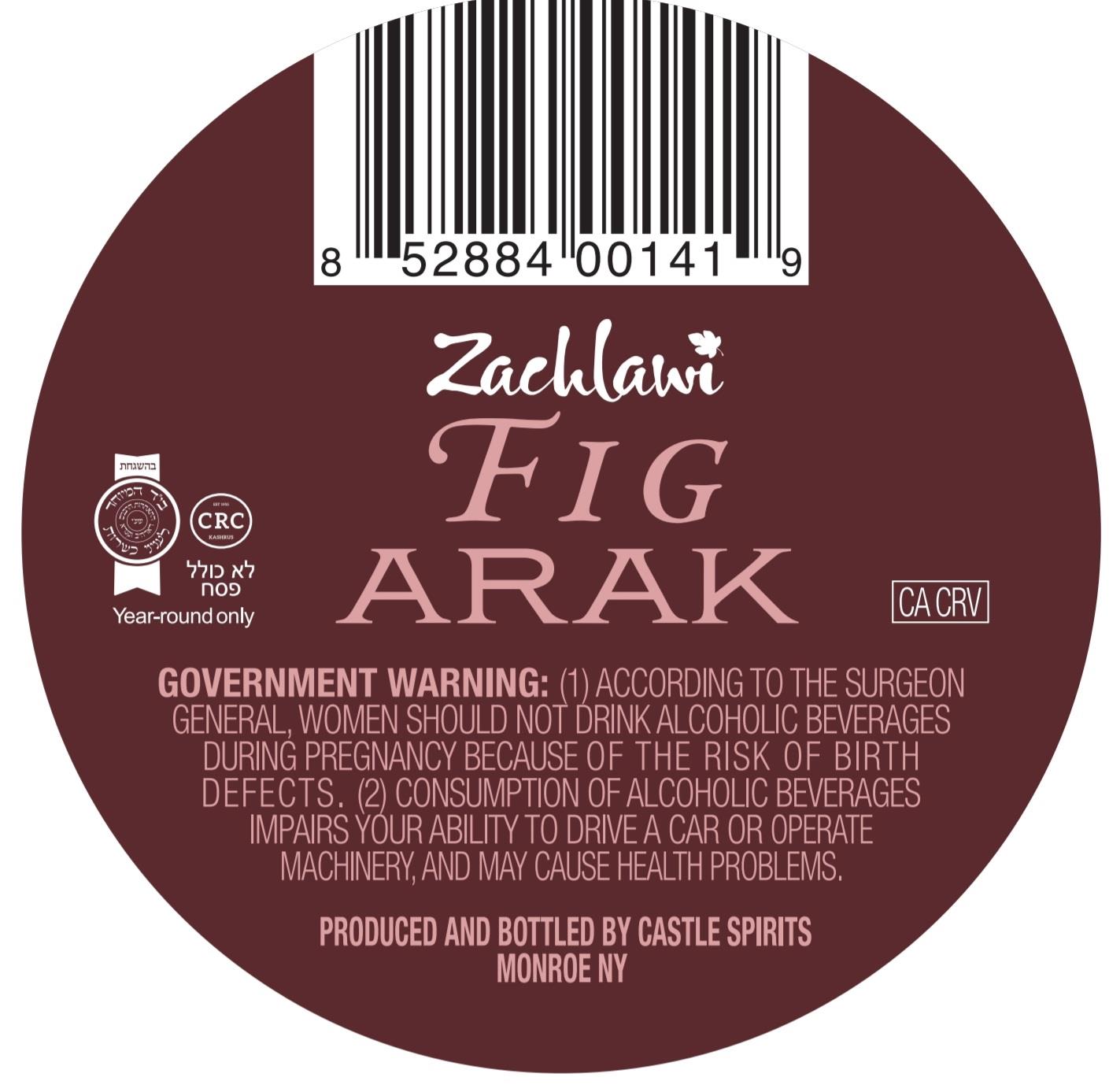TABC label artwork for Zachlawi Fig Arak