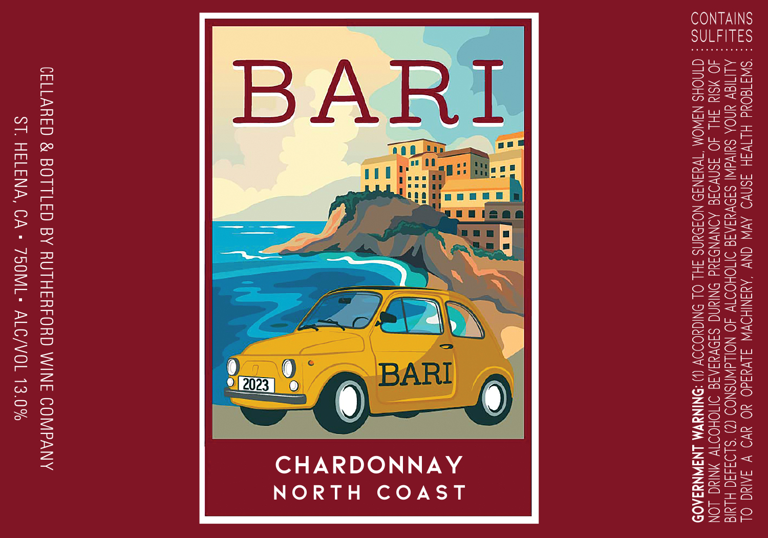 TABC label artwork for Bari Chardonnay North Coast