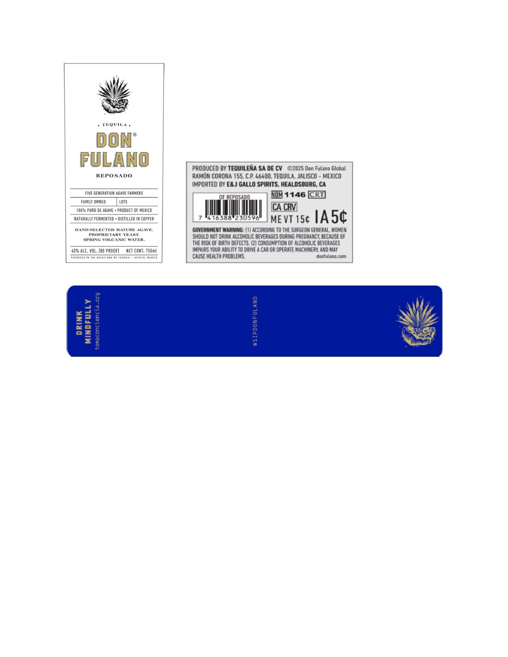 TABC label artwork for Don Fulano Reposado