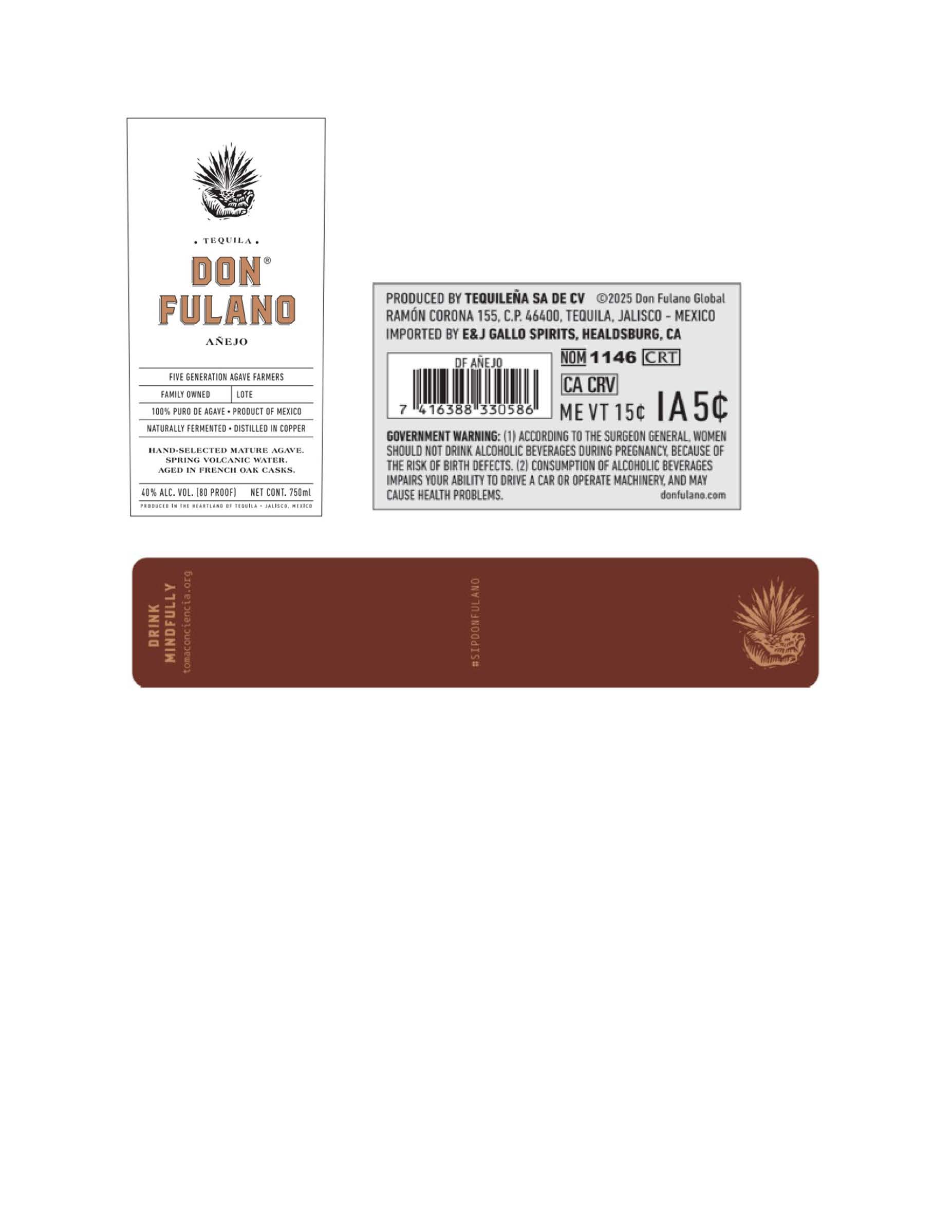 TABC label artwork for Don Fulano Anejo