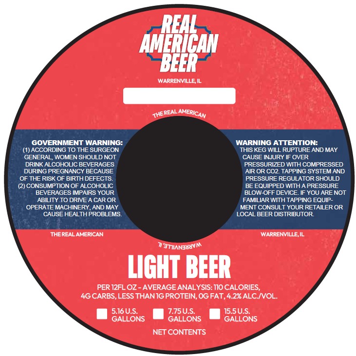 TABC label artwork for Real American Beer