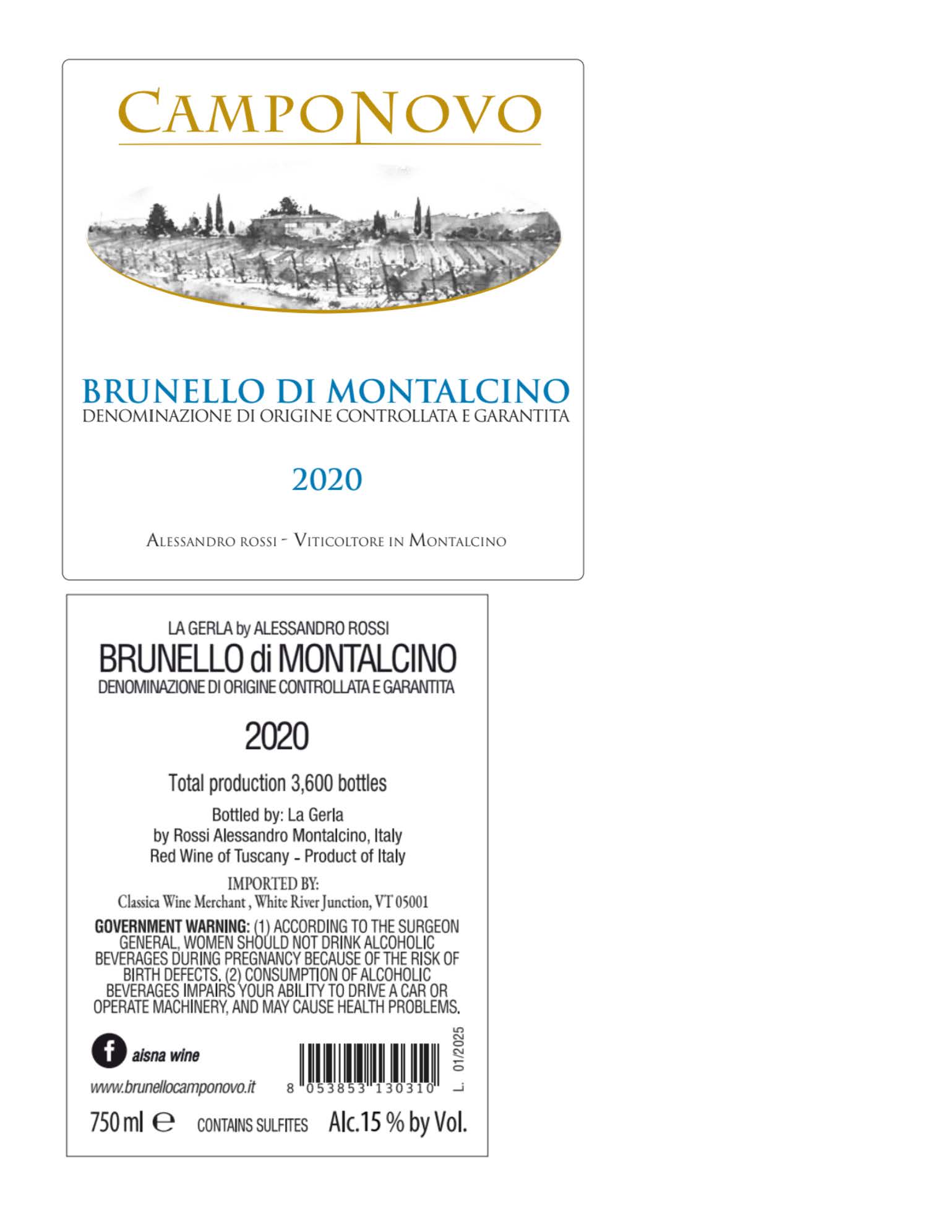 TABC label artwork for Camponovo Brunello di Montalcino DOGC