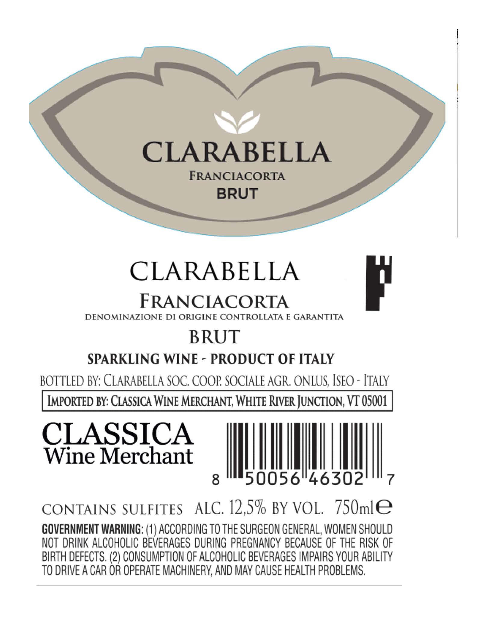 TABC label artwork for Clarabella Franciacorta Brut