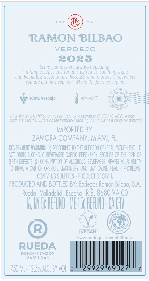 TABC label artwork for Ramon Bilbao Verdejo 2023