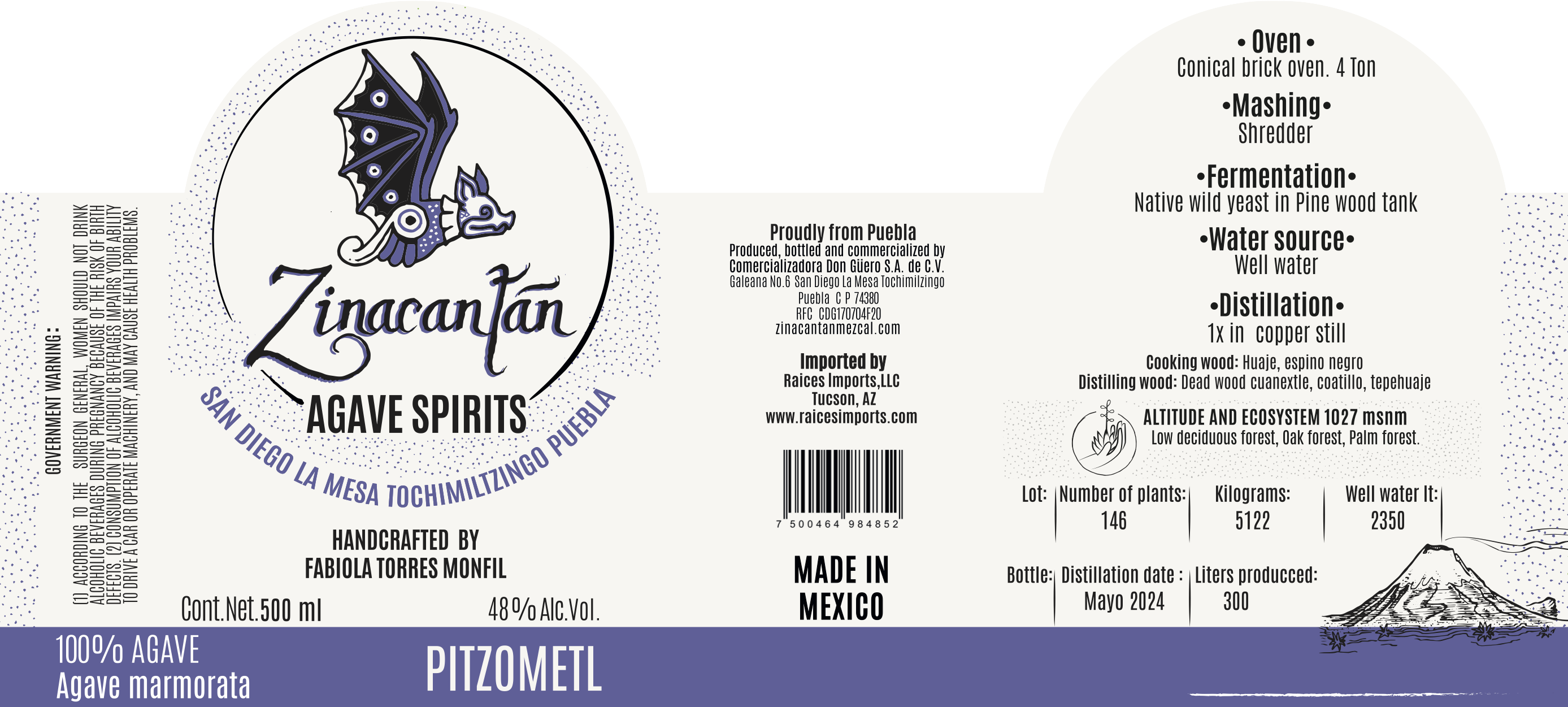 TABC label artwork for Zinacantan Pitzomel