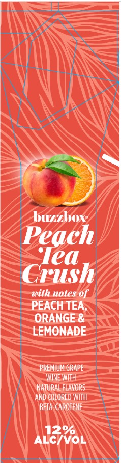 TABC label artwork for BUZZBOX PEACH TEA CRUSH