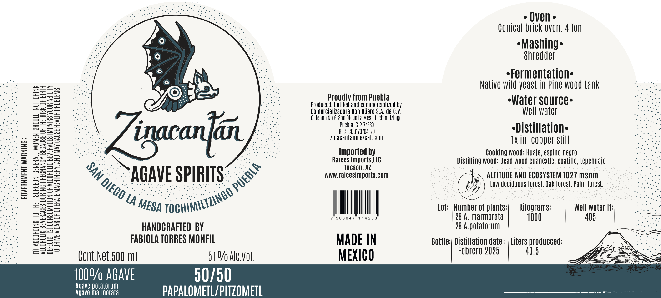 TABC label artwork for Zinacantan Ensamble 50/50