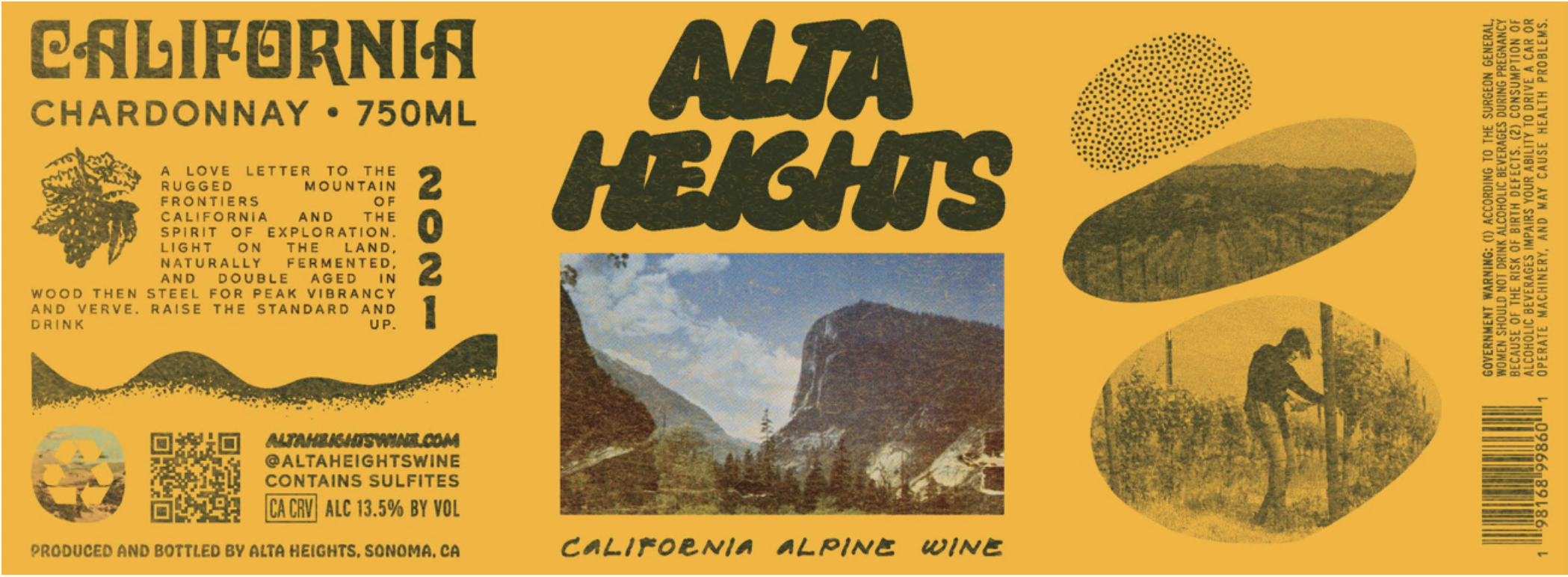 TABC label artwork for Alta Heights Chardonnay