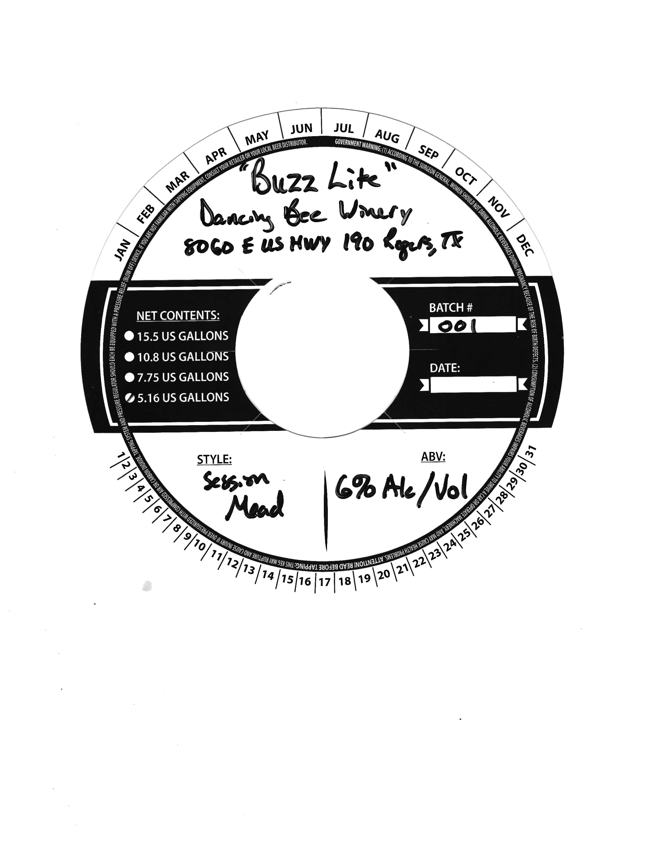 TABC label artwork for Buzz Lite