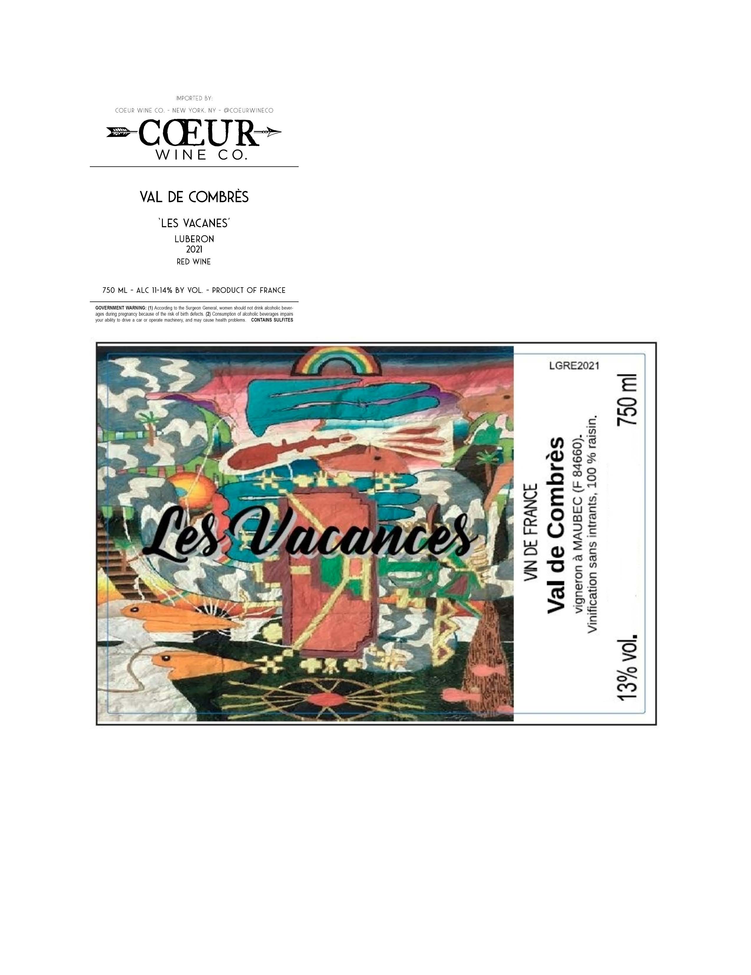 TABC label artwork for Val de Combres 'Les Vacances'