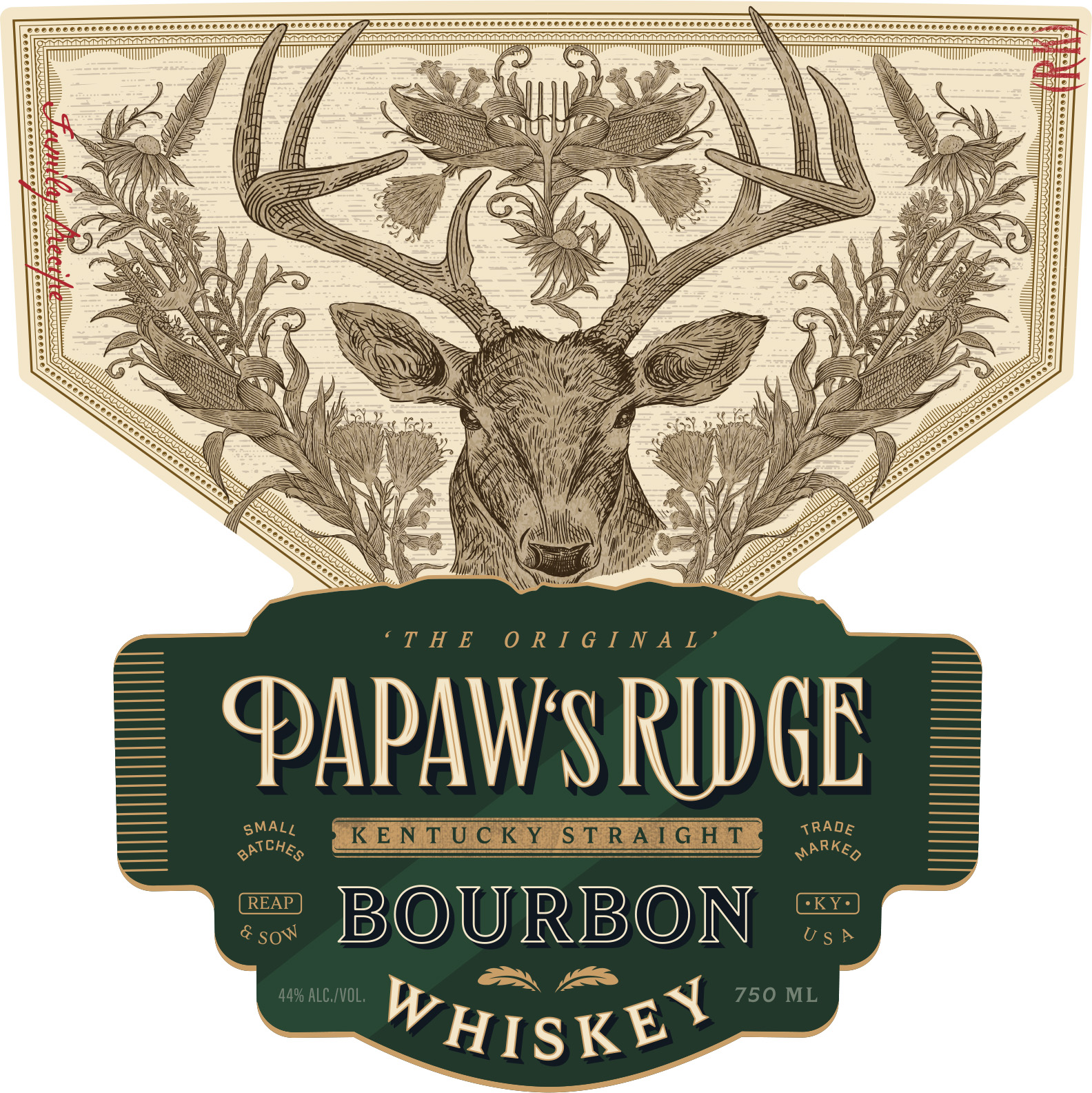 TABC label artwork for PaPaw's Ridge Kentucky Straight Bourbon Whiskey