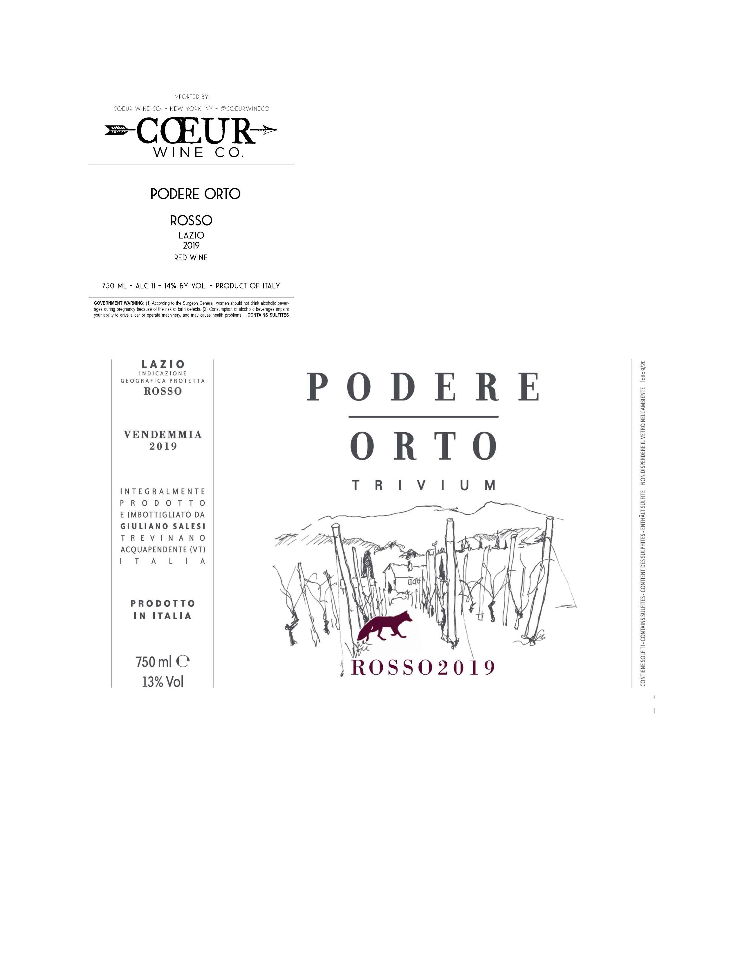 TABC label artwork for Podere Orto Rosso