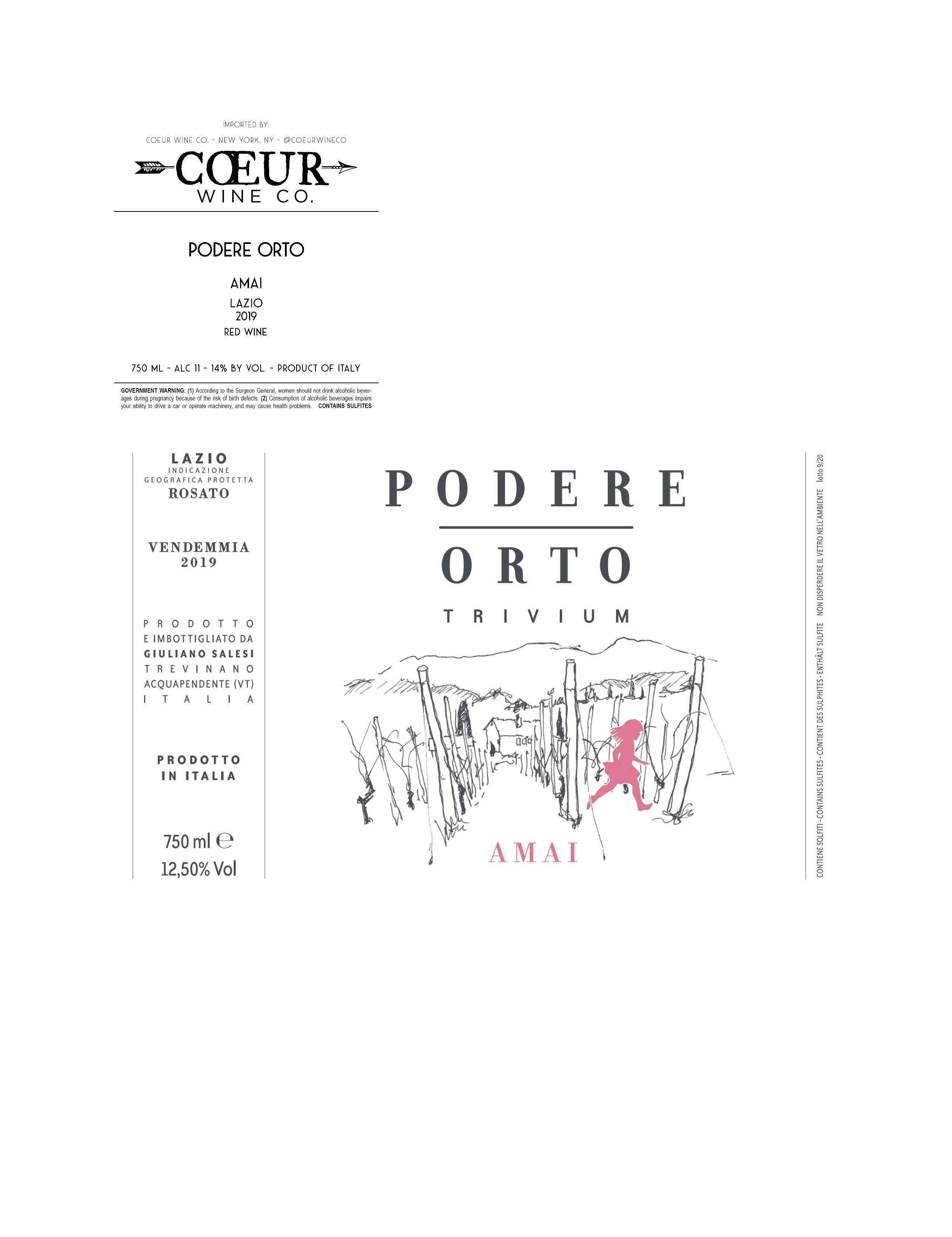 TABC label artwork for Podere Orto 'Amai'