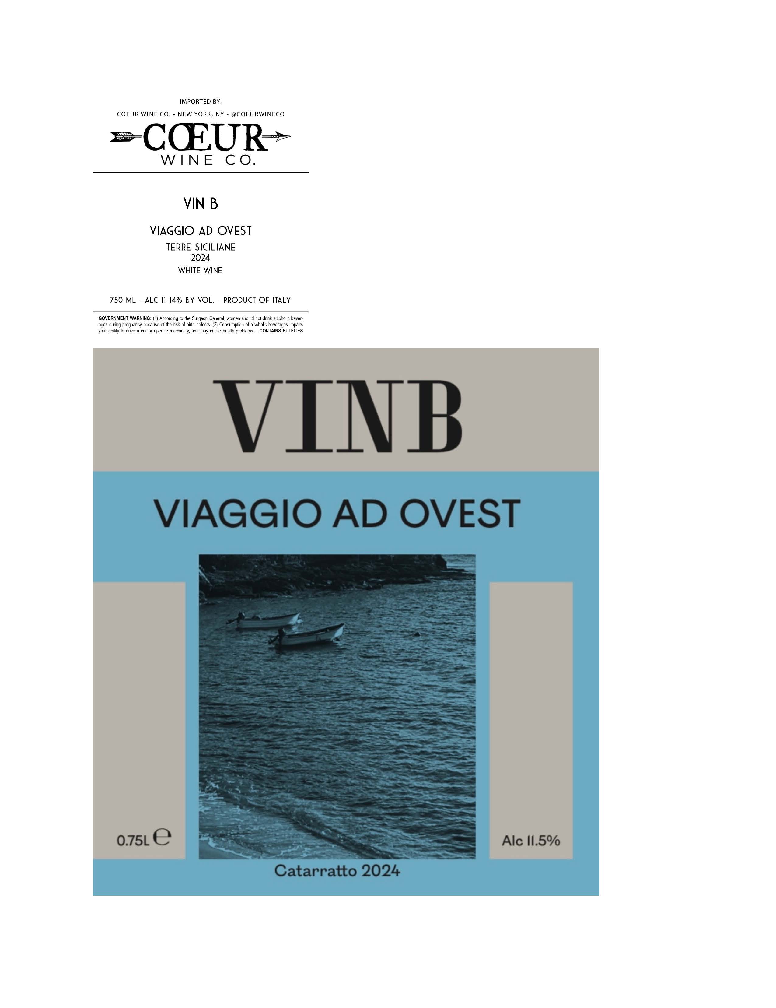 TABC label artwork for Vin B Catarratto 'Viaggio ad Ovest' Terre Siciliane