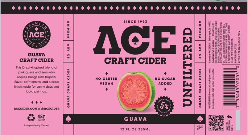 TABC label artwork for ACE GUAVA CRAFT CIDER