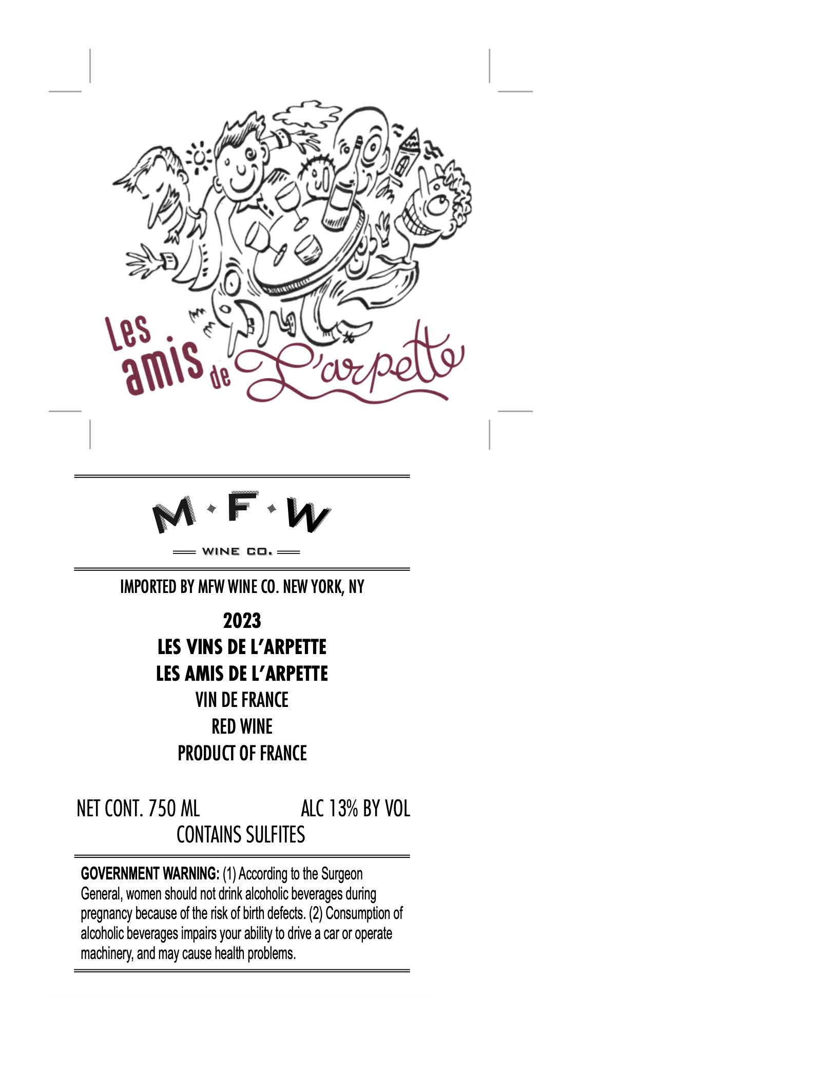TABC label artwork for Les Vins de l'Arpette Les Amis de l'Arpette