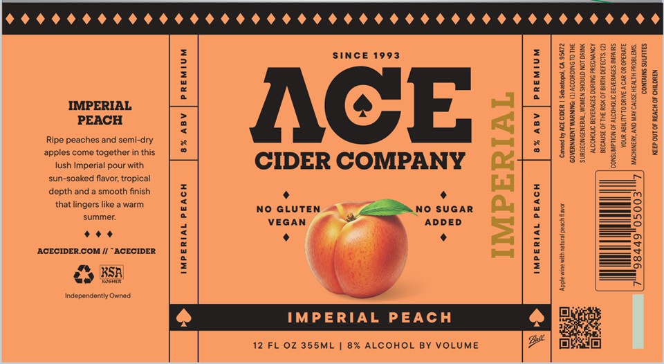TABC label artwork for ACE IMPERIAL PEACH