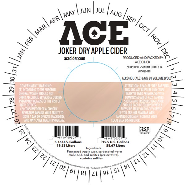 TABC label artwork for ACE JOKER DRY APPLE CIDER