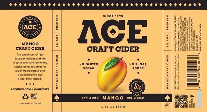 TABC label artwork for ACE MANGO CRAFT CIDER