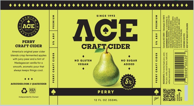 TABC label artwork for ACE PERRY CRAFT CIDER